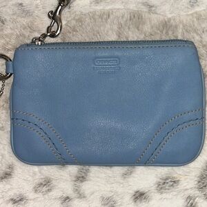 Vintage Coach Legacy Leather Wristlet - Rare Pale Blue / Dusty Blue